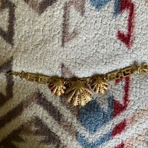 Seashell necklace metal red rhinestone